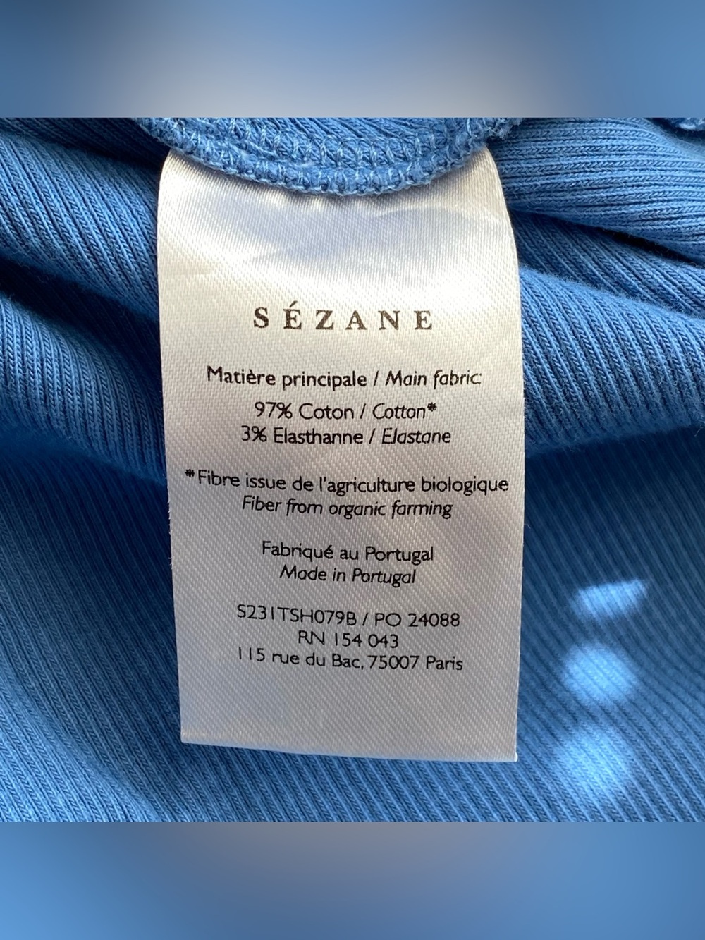 Sezane Bleuet Maia Ribbed Twist Front Top Size Large Quiet Luxury Best Seller - Picture 12 of 15